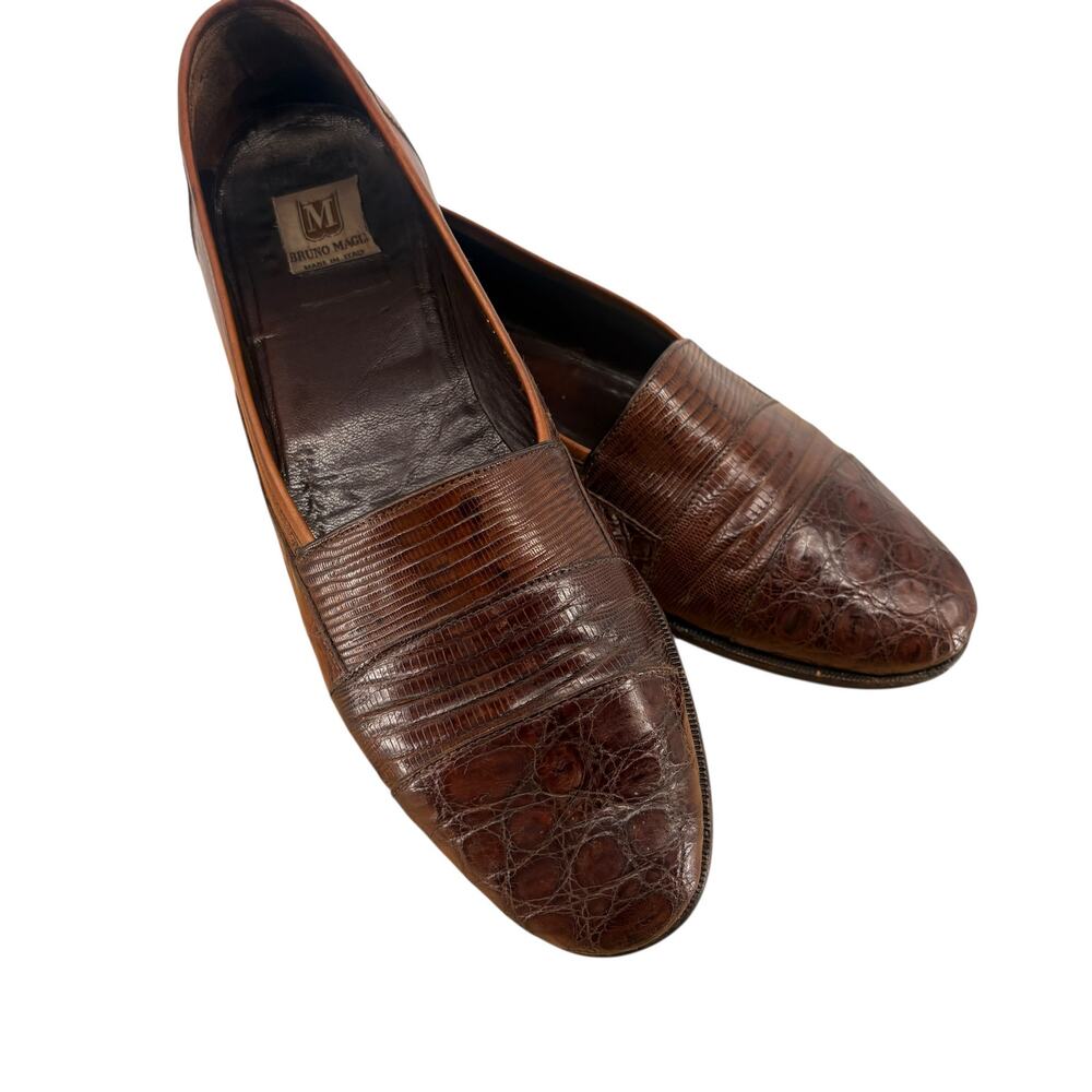 Vintage Bruno Magli Men’s Brown Two Tone Made in Italy Slip On Dress Shoe Sz 11